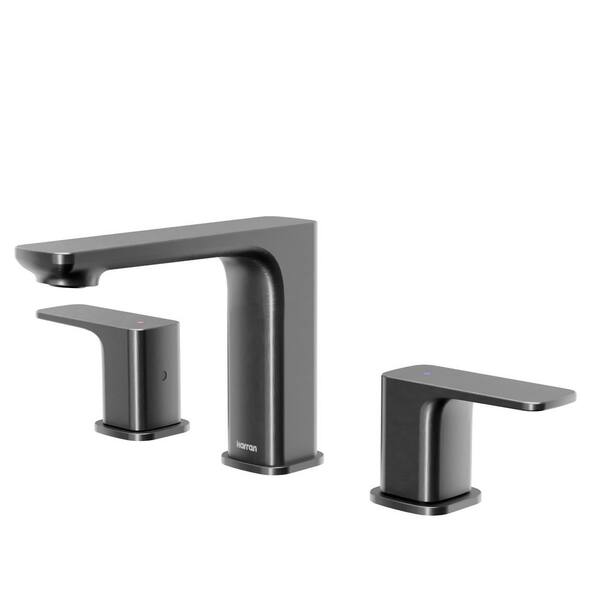 Venda Widespread 2-Handle Three Hole Bathroom Faucet with Matching Pop-Up Drain in Gunmetal Grey