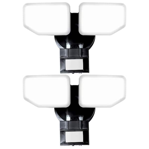 AWSENS Black 30-Watt 2600-Lumen 180° Motion Sensor Dusk to Dawn Outdoor Integrated LED Security Flood Light 2-Pack