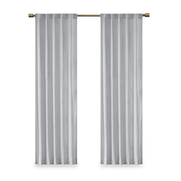 Garett Light Grey 37 in. W x 84 in. L 2-Piece Room Darkening Rod Pocket/Back Tab Window Panel Pair