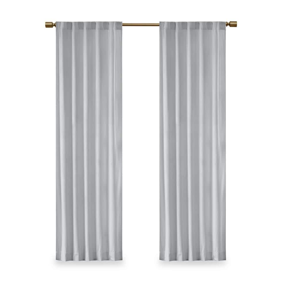 Light Grey Velvet Room Darkening Curtain Panels, 37"W x 95"L