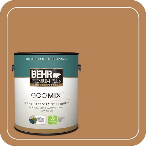 1 gal. #S250-5 Roasted Cashew Semi-Gloss Enamel EcoMix Plant-Based Interior Paint & Primer