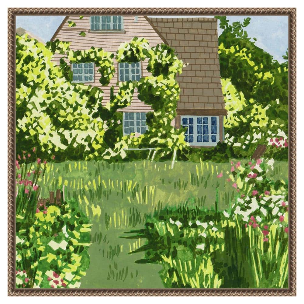 Melissa Wang Green Cottage Garden Canvas Print with Bronze Frame