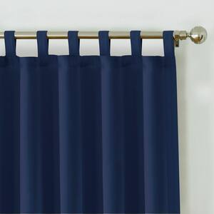 Blue Solid Tab Top Room Darkening Curtain - 52 in. W x 95 in. L