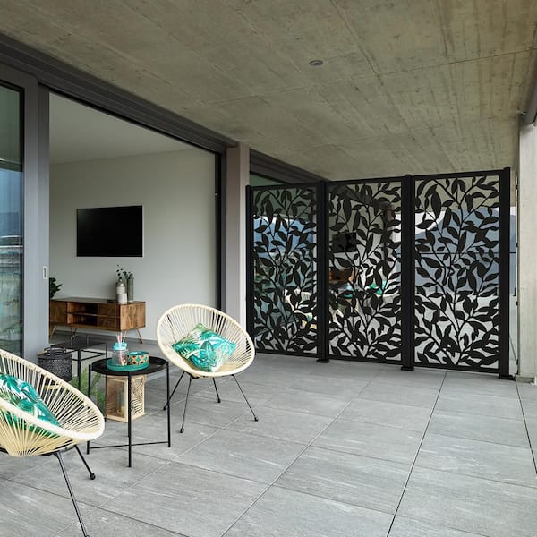 72 in. H Black Aluminum Screen Frame Kit for 3 x 6 Plastic Decorative Privacy Screen Panels