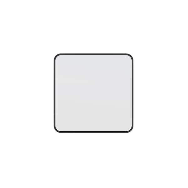 Glass Warehouse 22 in. W x 22 in. H Framed Square Bathroom Vanity Mirror in Black