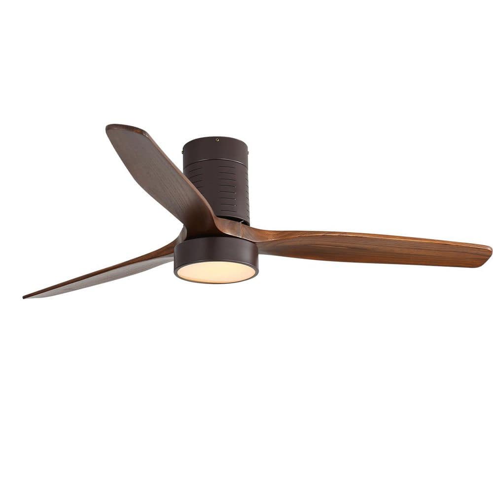 48 in. Modern Indoor/Outdoor Low Profile Standard Solid Wood White Flush Ceiling Fan with LED Light Kits, Remote Control price history on PriceWatchPro
