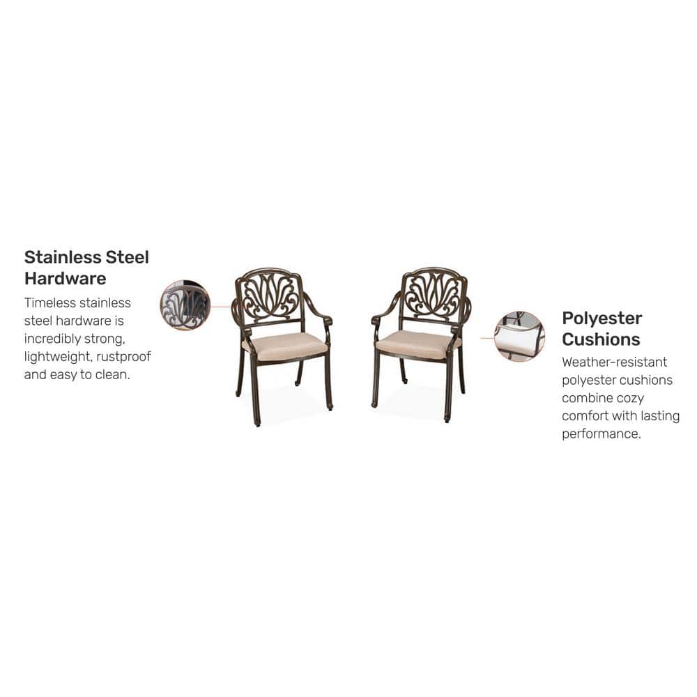 Capri 42" Taupe Cast Aluminum 5-Piece Outdoor Dining Set