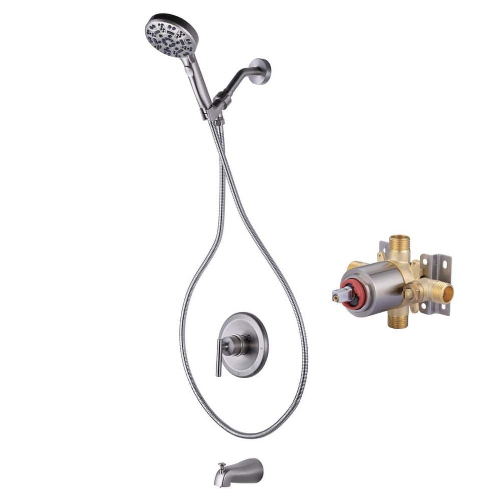 High Flow Pressure Balance Shower Faucet Set with Handheld Shower and Tub Spout Valve Included in Brushed Nickel price history on PriceWatchPro
