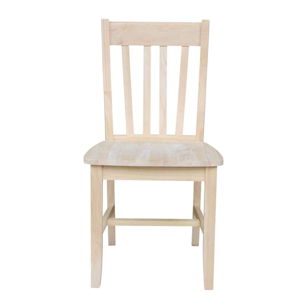 High Slat Ladderback Solid Wood Side Chair in White - Set of 2