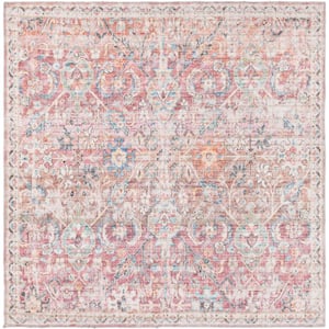 Nostalgia Gossamer Ivory and Pink 5 ft. 3 in. x 5 ft. 3 in. Machine Washable Area Rug