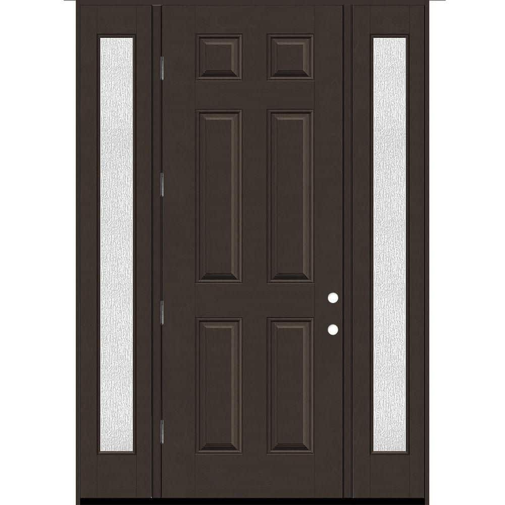 Regency 68 in. x 96 in. 6 Panel RHOS Hickory Stain Mahogany Fiberglass Prehung Front Door w/Rain14in. SLs 4-9/16 price history on PriceWatchPro