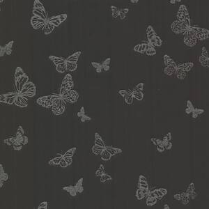 Pearl Black Butterfly Black Wallpaper Sample