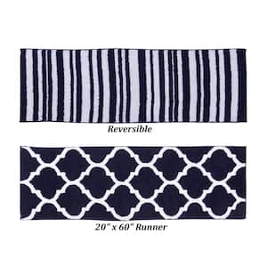 marrakesh Collection Navy 20 in. x 60 in. 100% Polyester Bath Rug