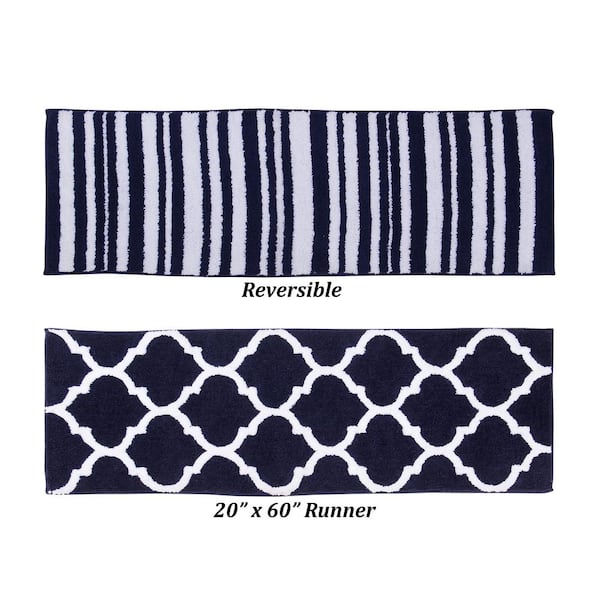 Better Trends marrakesh Collection Navy 20 in. x 60 in. 100% Polyester Bath Rug