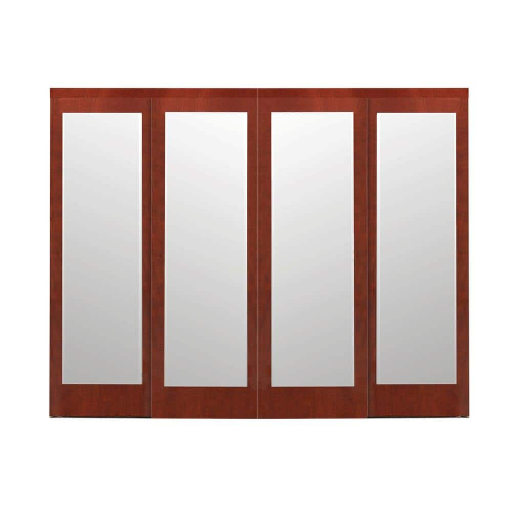 Impact Plus 120 In X 96 In Mir Mel Cherry Mirror Solid Core Mdf Interior Closet Sliding Door With Matching Trim Smmc344 12096m The Home Depot
