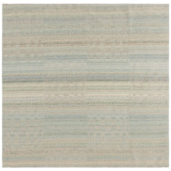 Cabo 7 ft. x 7 ft. Blue/Green Striped Geometric Square Area Rug