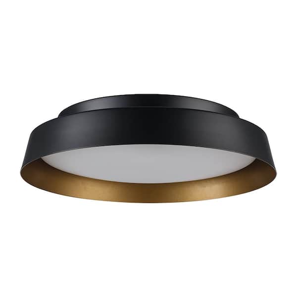 Monteaux Lighting 13 in. Black and Gold Integrated LED Flush