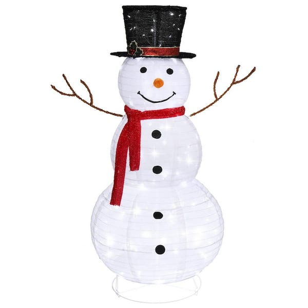 4 ft. Lighted Christmas Snowman Outdoor Decorations, Prelit Snowman Christmas Ornament with 120 LED Lights and Stakes
