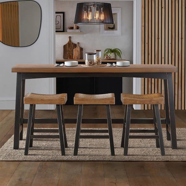 Lazzara Oxton 4-Piece Black and Brown Finish Wood Top Counter