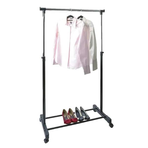 J&V TEXTILES Black Stainless Steel Clothes Rack 38 in. W x 63 in. H