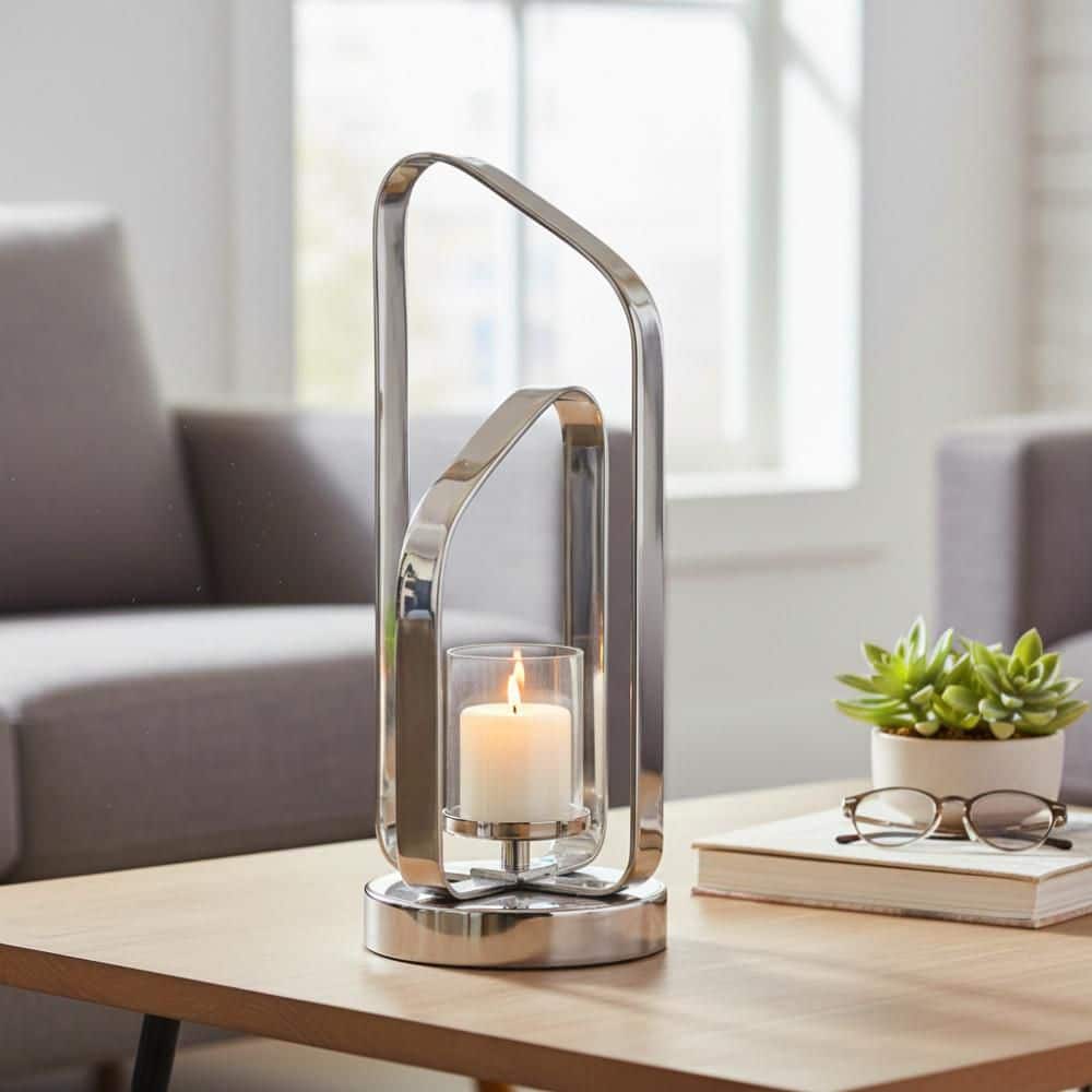 17 in. Silver Metal Decorative Sculptural Candle Holder price history on PriceWatchPro