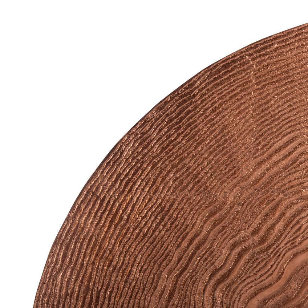 Contemporary Round Gold and Wood Wall Mirror