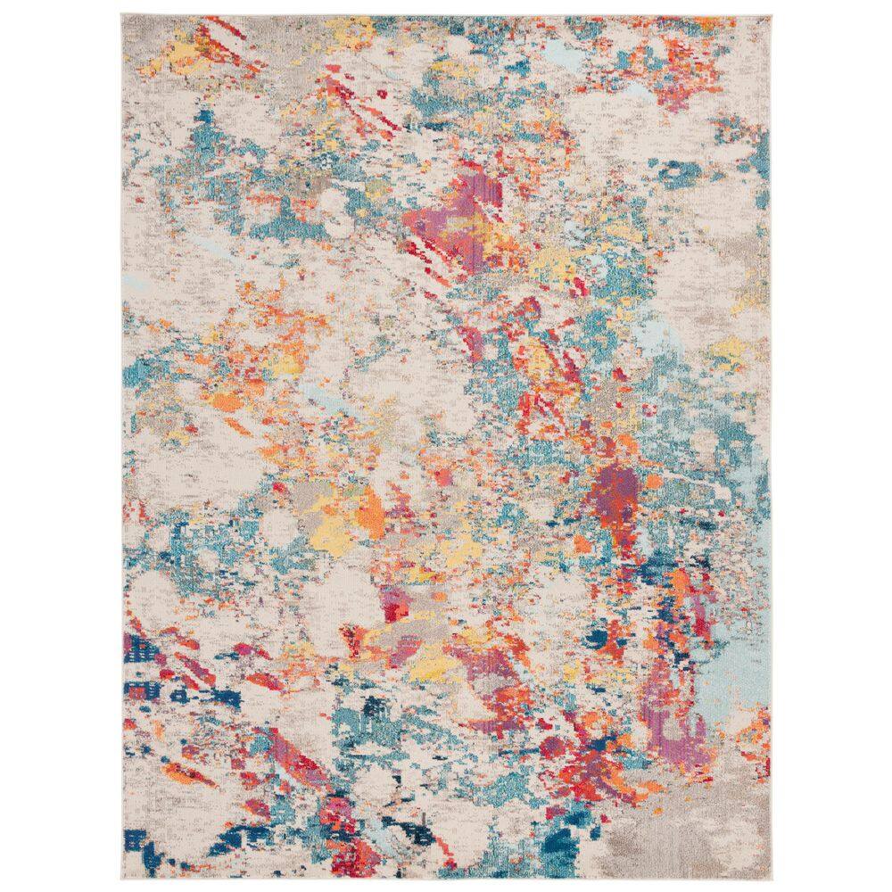 SAFAVIEH Monaco 9 ft. x 12 ft. Ivory/Multi Distressed Marble Area Rug ...