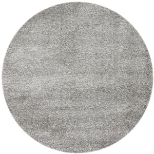 Santa Monica Shag Silver 7 ft. x 7 ft. Round Solid Area Rug