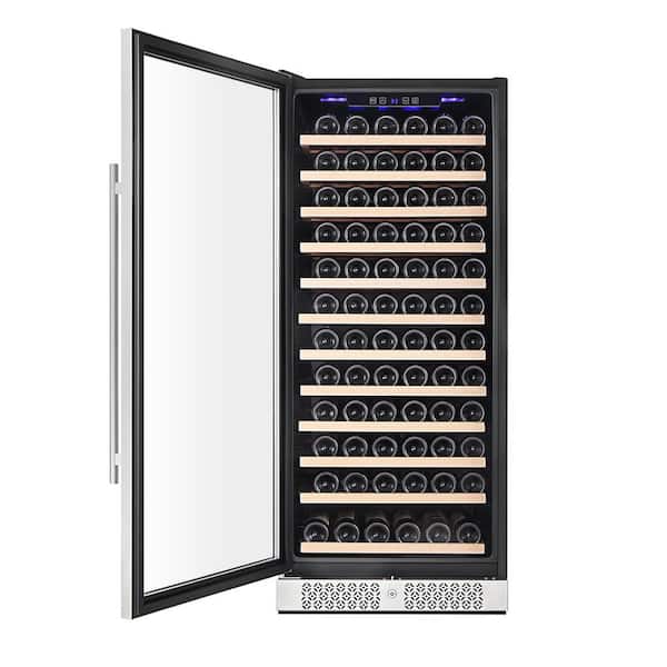 Empava 24 Cooler Refrigerator 127 Bottles Single Zone Built in or Freestanding Compressor Wine Fridge Chiller in Stainless Steel 24 Inch
