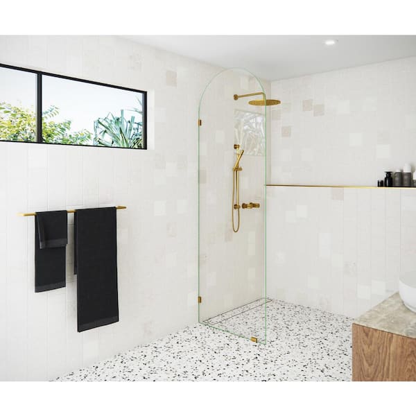 Glass Warehouse 28 in. x 86.75 in. Frameless Shower Door - Arched Single Fixed Panel