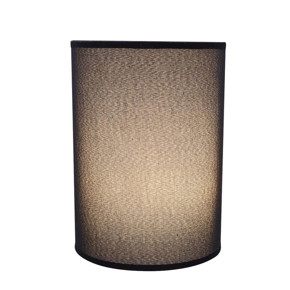 Black Tetoron Rayon Fabric Drum Lamp Shade, 8" x 11"