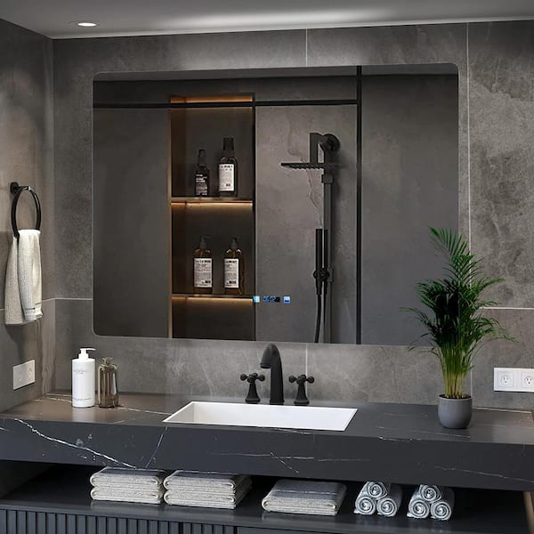 Lexora Lugano 48 in. W x 32 in. H LED Bathroom Vanity Mirror