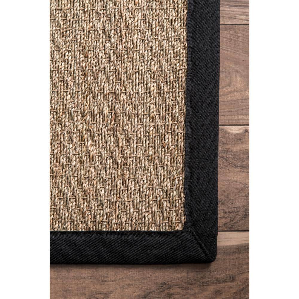 Handmade Black Cotton Reversible Runner Rug, 31" x 7"