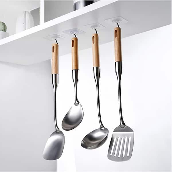 Wall Mounted Pot Racks Hooks with Adhesive, Transparent and Waterproof for Bathroom, Kitchen, Towel and Coat (12-Pack)