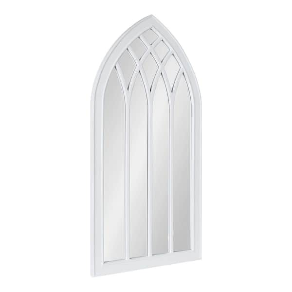 Kate and Laurel Winn 48 in. x 24 in. Classic Arch Framed White Wall Mirror