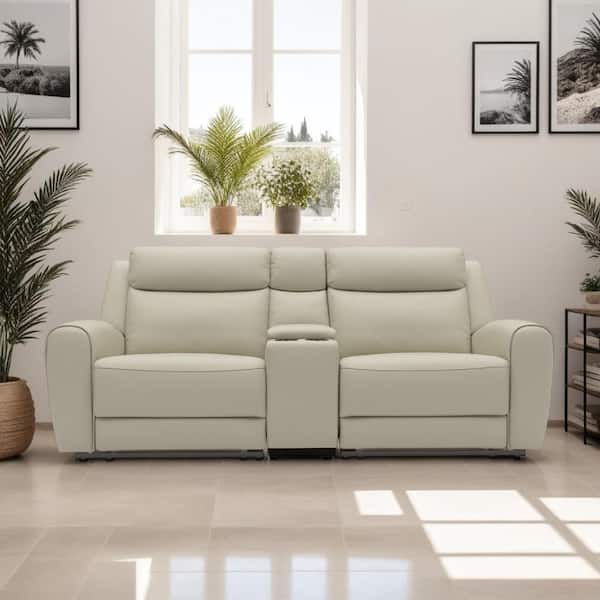 Cobe Beige Polyester Glider Recliner Manual Loveseat