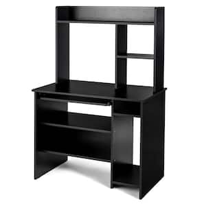 43.5 inch Rectangle Black Wodd 1-drawer Computer Desk w/Charging Station Gaming Table Workstation w/Keyboard Tray