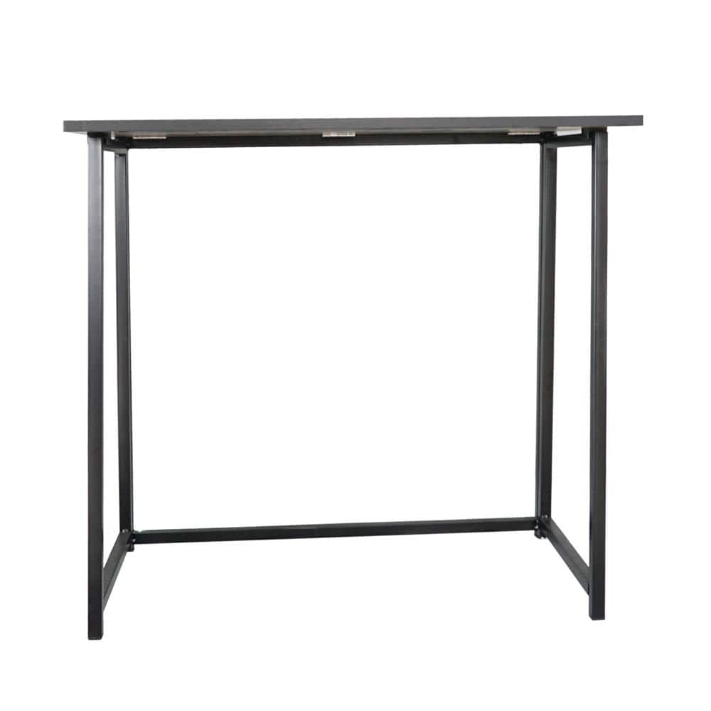 Black Wood Foldable Rectangular Computer Desk
