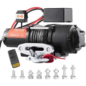 Electric Winch 4500 lbs. Load Capacity ATV Winch 39 ft. Nylon Rope with Wireless Handheld Remote and Hawse Fairlead