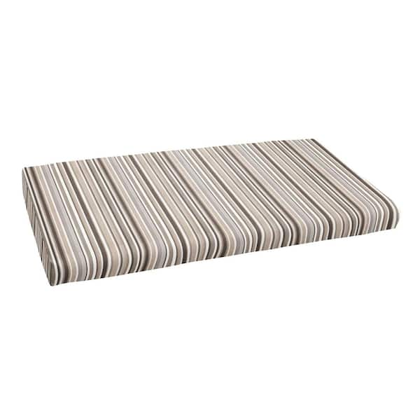 1101Design 42 x 20 Indoor Outdoor Round Front Bench Cushion in Sunbrella Highlight Linen HD946131SC The Home Depot