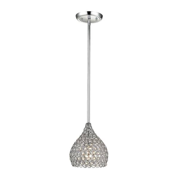 Home Decorators Collection 1-Light Polished Chrome Pendant with Clear Crystal Accents Set Individually in Metal Rings