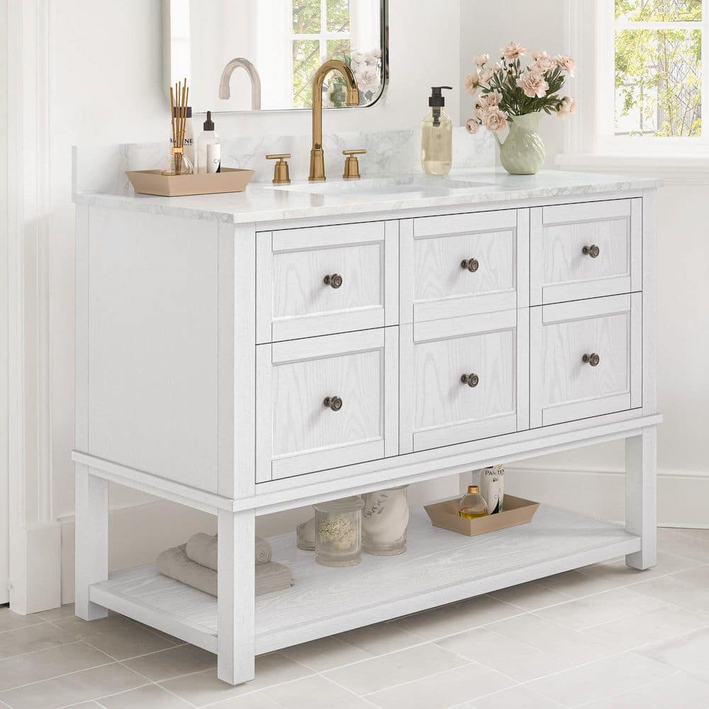 OrangeOne 48 in. W Single Sink Freestanding White Bath Vanity with