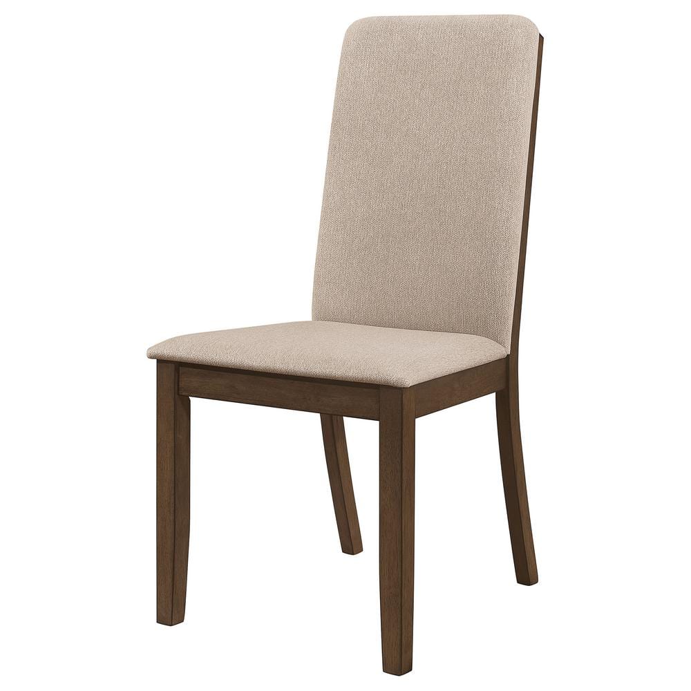 Cream Upholstered High Back Wooden Side Chairs, Set of 2