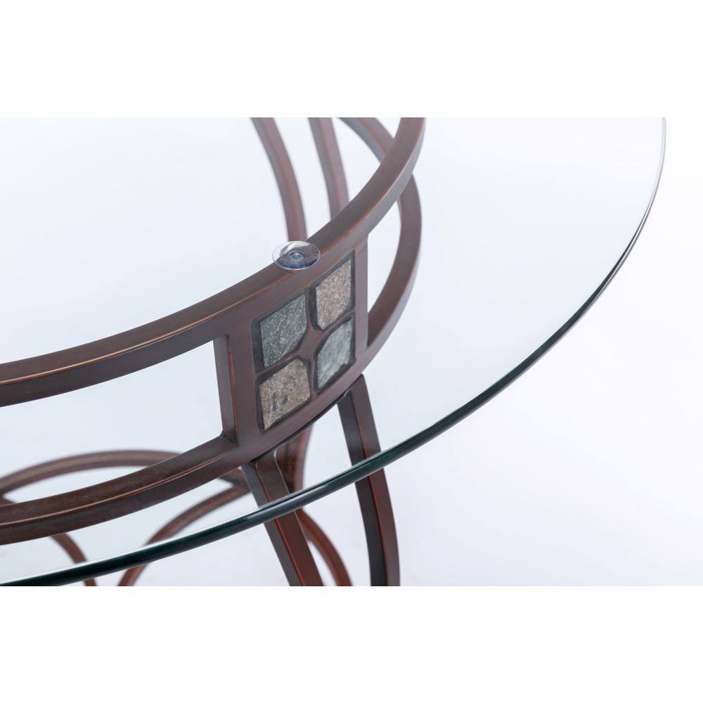 Beau 36" Round Glass Top Bronze Metal Counter Height Pub Table