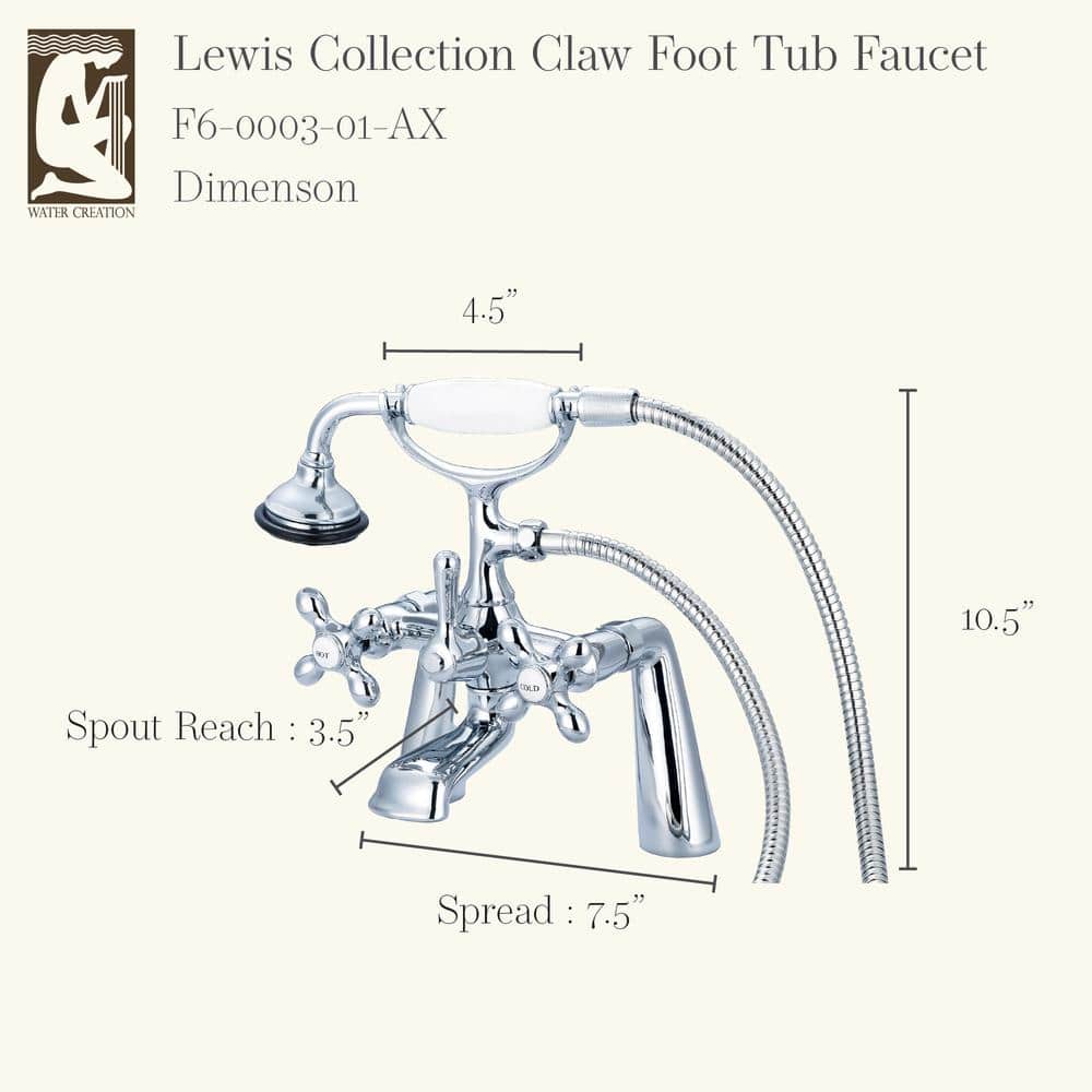 Vintage Chrome Deck Mount Tub Faucet with Handheld Shower