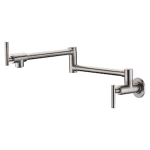 Contemporary Wall Mounted Pot Filler with Spot Resistant in Brushed Nickel