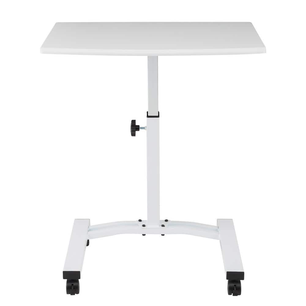 Seville Classics airLIFT Height Adjustable Mobile Rolling Laptop Cart Desk w/ Wheels, White, Flat (24")