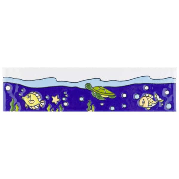 Captain Fishie 2 in. x 7-7/8 in. Glossy Ceramic Wall Tile Trim (3.94 sq. ft. /Pack)