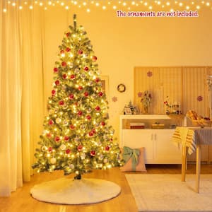 8 ft. Pre-Lit Artificial Christmas Tree Hinged Xmas Tree with 9 Lighting Modes