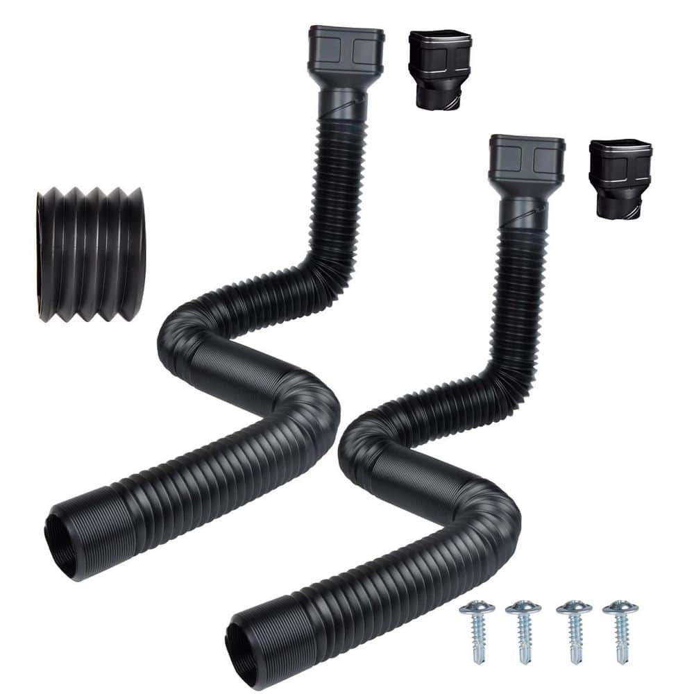 2 Pack 2.6 in. x 7 ft. Long Gutter Downspout Extensions, Black 3.1 Inch Od Flexible Drainage Pipe Downspout Extender price history on PriceWatchPro